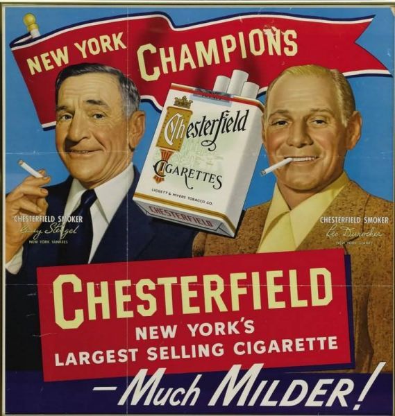 AP 1951 Chesterfield Cigarettes Stengel Durocher.jpg